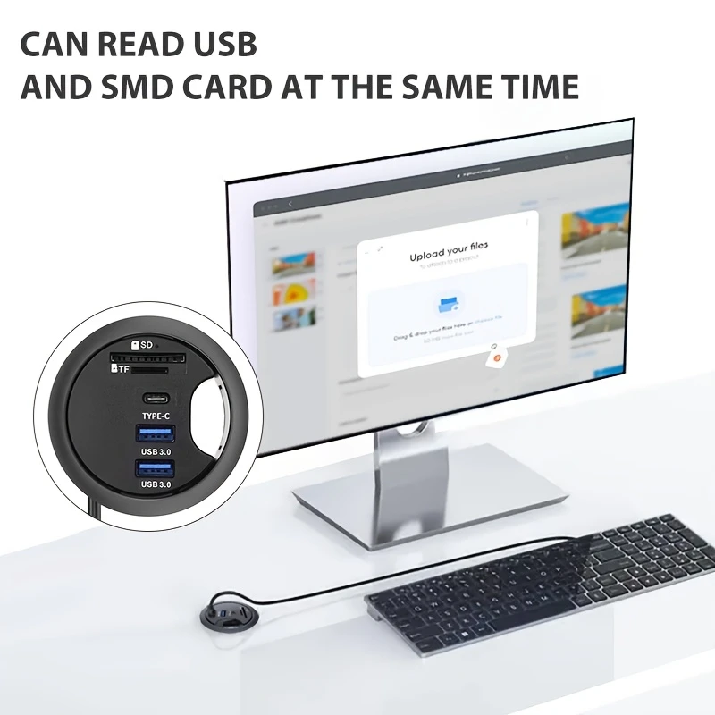 usb 3 0 hub multi port expander with tf usb c card reader type c 60mm desktop mount usb powered operating voltage 36v for pc desktop details 2