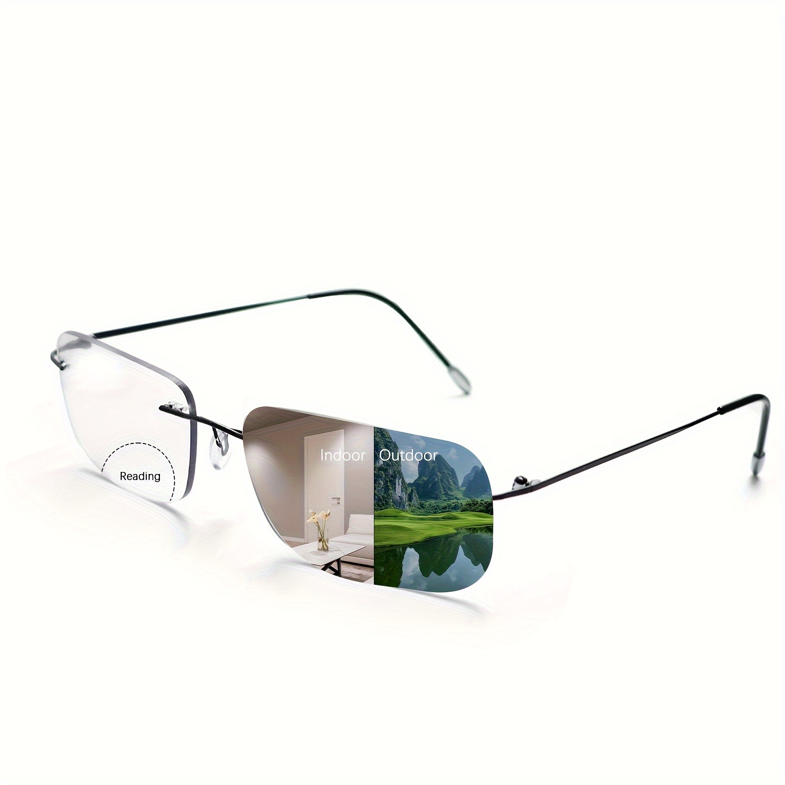 Photochromic Bifocal Bifocal Reading Glasses Rimless Photochromic