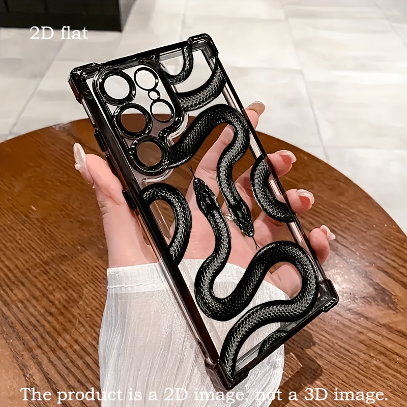 TEMU Phone Case: New 2d Flat Fashionable Snake Pattern Hd Simple Niche Four-corner Drop-proof Case, Suitable For Galaxy S105g 215g/s21 Fe 5g/s21+