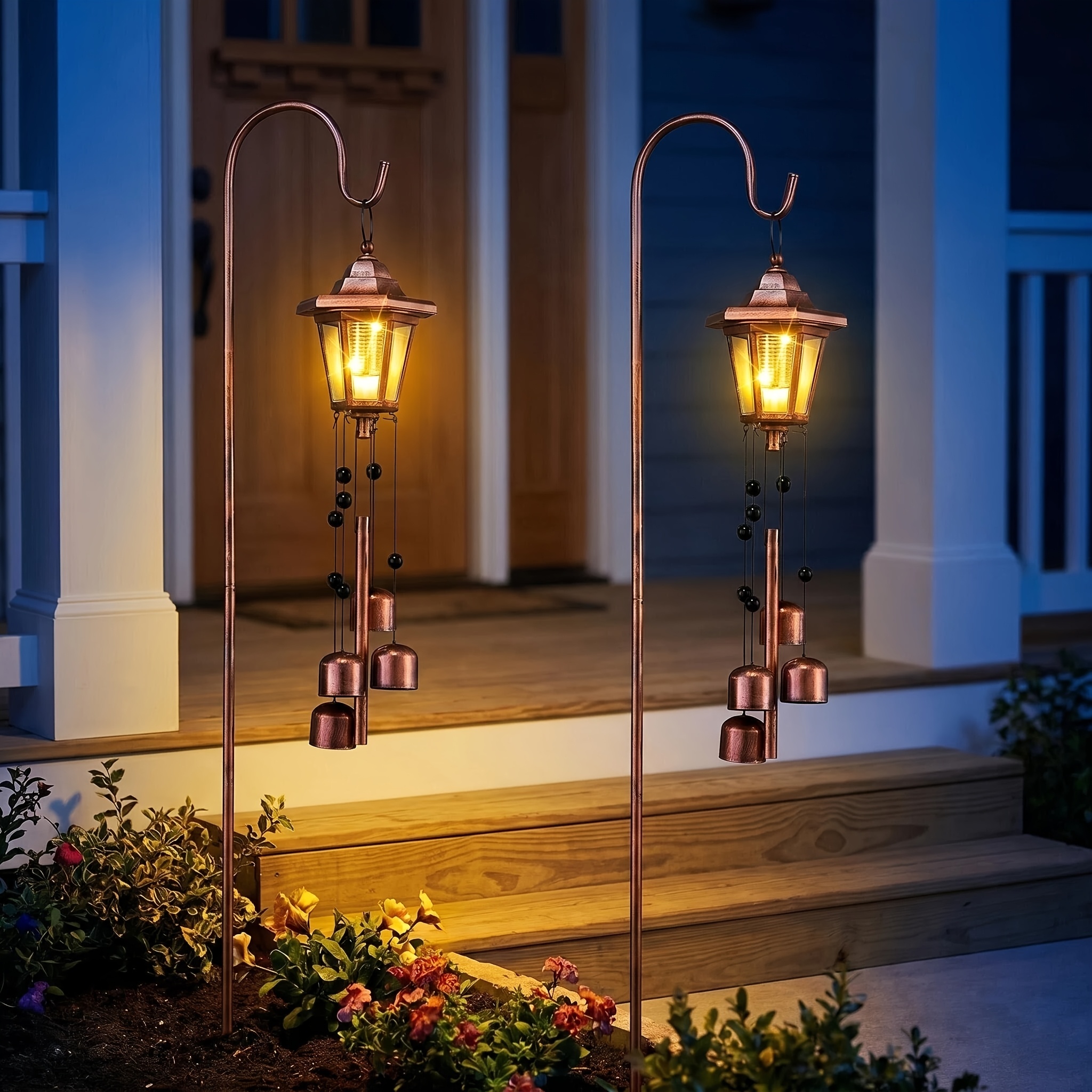 TEMU 2-pack/1-pack Wind Chimes Solar Lantern, Metal Led Lights, Hanging Solar Lanterns Outdoor For Garden Patio Tree Decoration Pathway Yard Porch