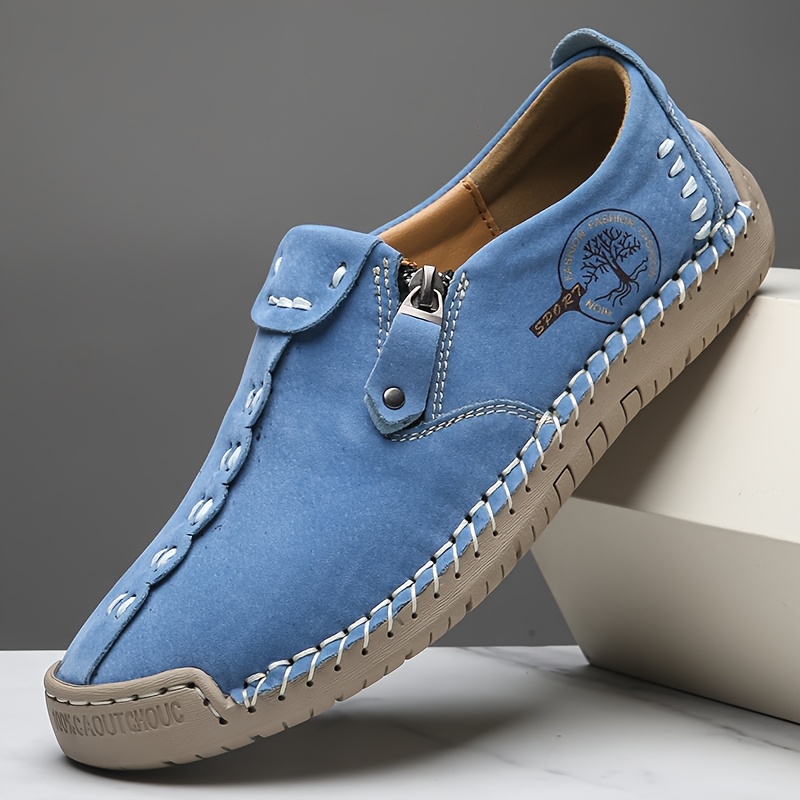 Women's Handmade Casual Loafers, Comfortable Sneakers with Zipper Closure