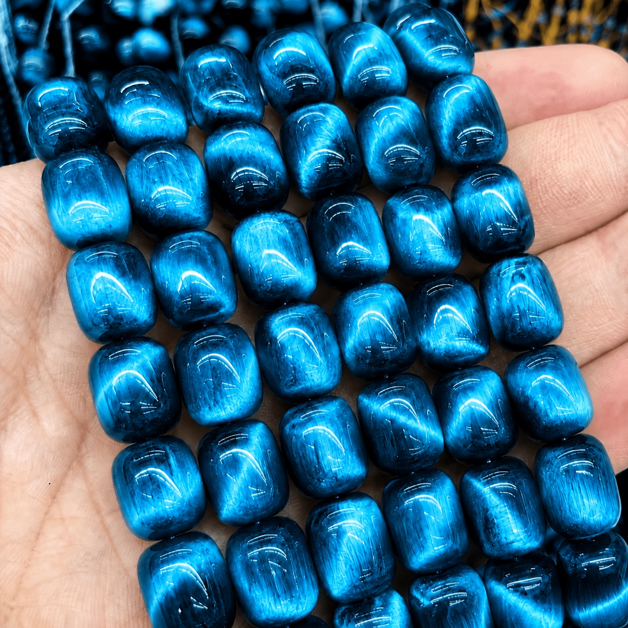 TEMU 30pcs Of Eye Date-shaped Loose Beads, Made Of Glass. Suitable For Jewelry Diy Materials, Diy Bead Stringing, Handmade Crafts, Decorative Items.