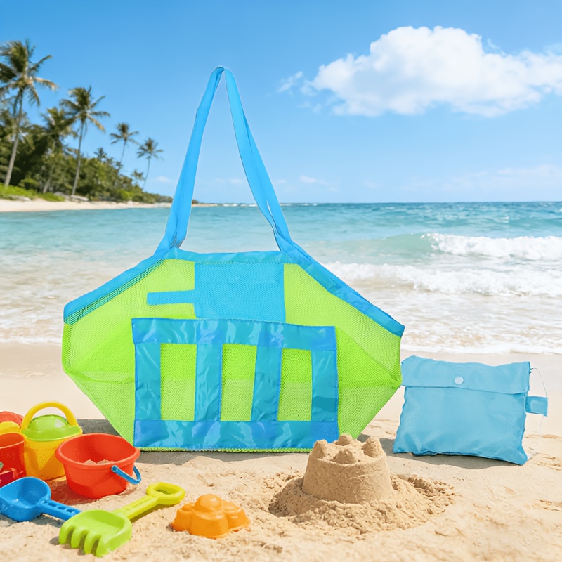 E-shop Netz-Strandsack – Eine leichte Strandtragetasche mit verstellbaren Trägern einem Reißverschluss, eine tragbare Strand-Aufbewahrungstasche für