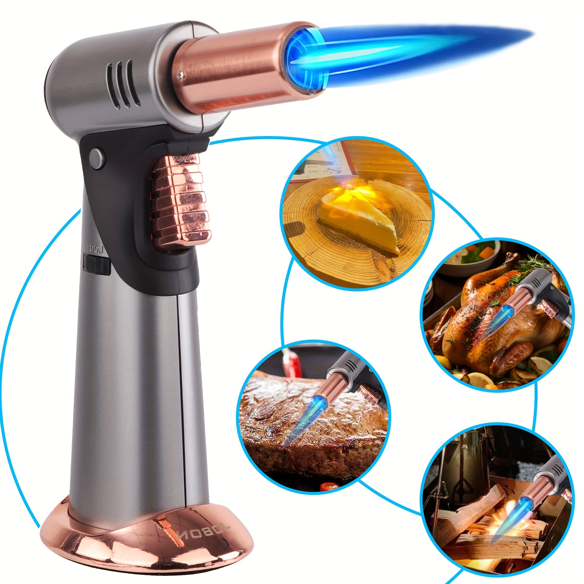 

Refillable Kitchen , Adjustable Refillable Multipurpose Culinary Blow Torch With With Flame Lock For Creme Brulee, Baking, Bbq (butane Gas Not Included)