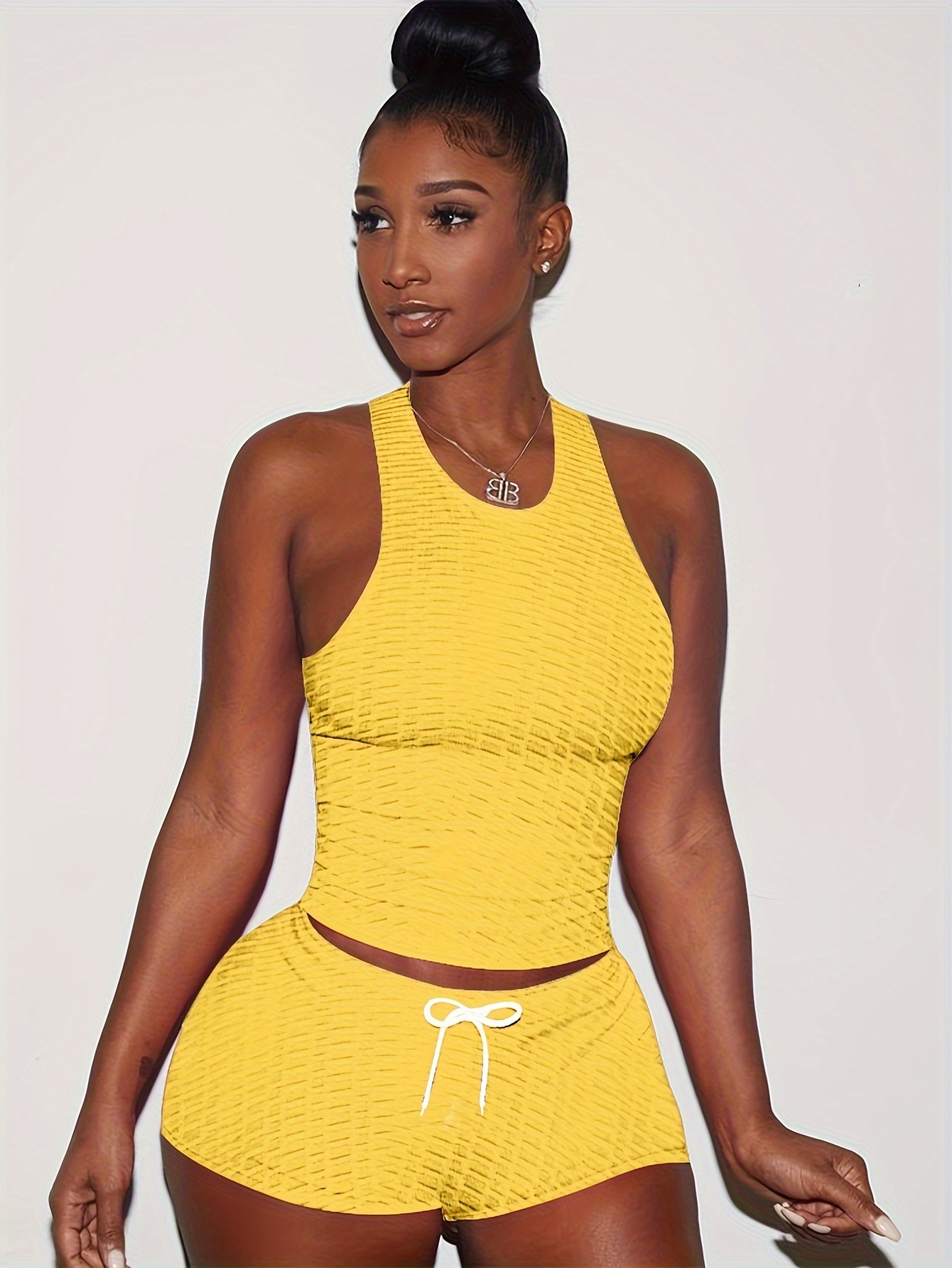 ensemble tenues sport taille débardeur short à motif Temu Belgium