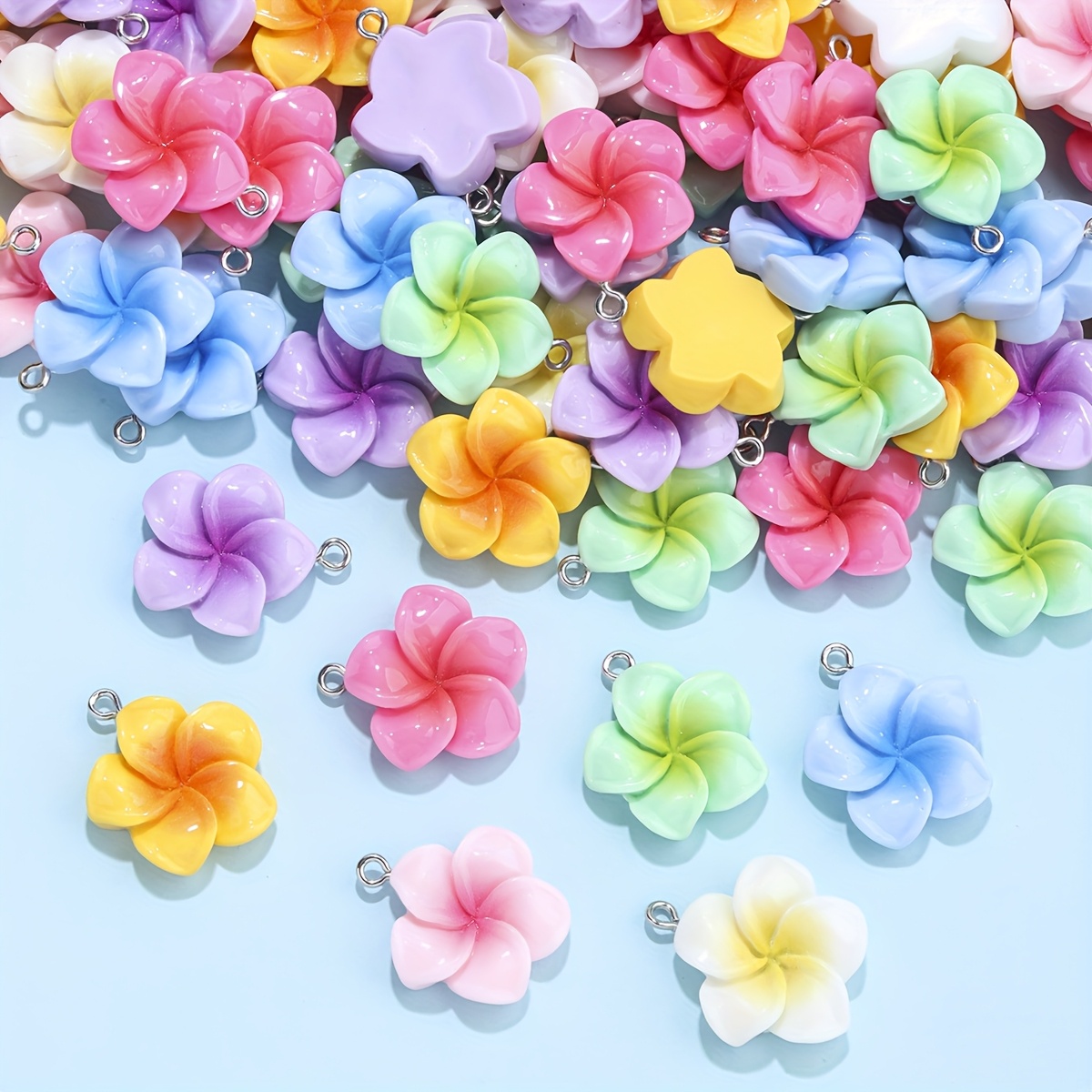 30/50pcs Mixed Resin Flower Pendants for DIY Jewelry Making