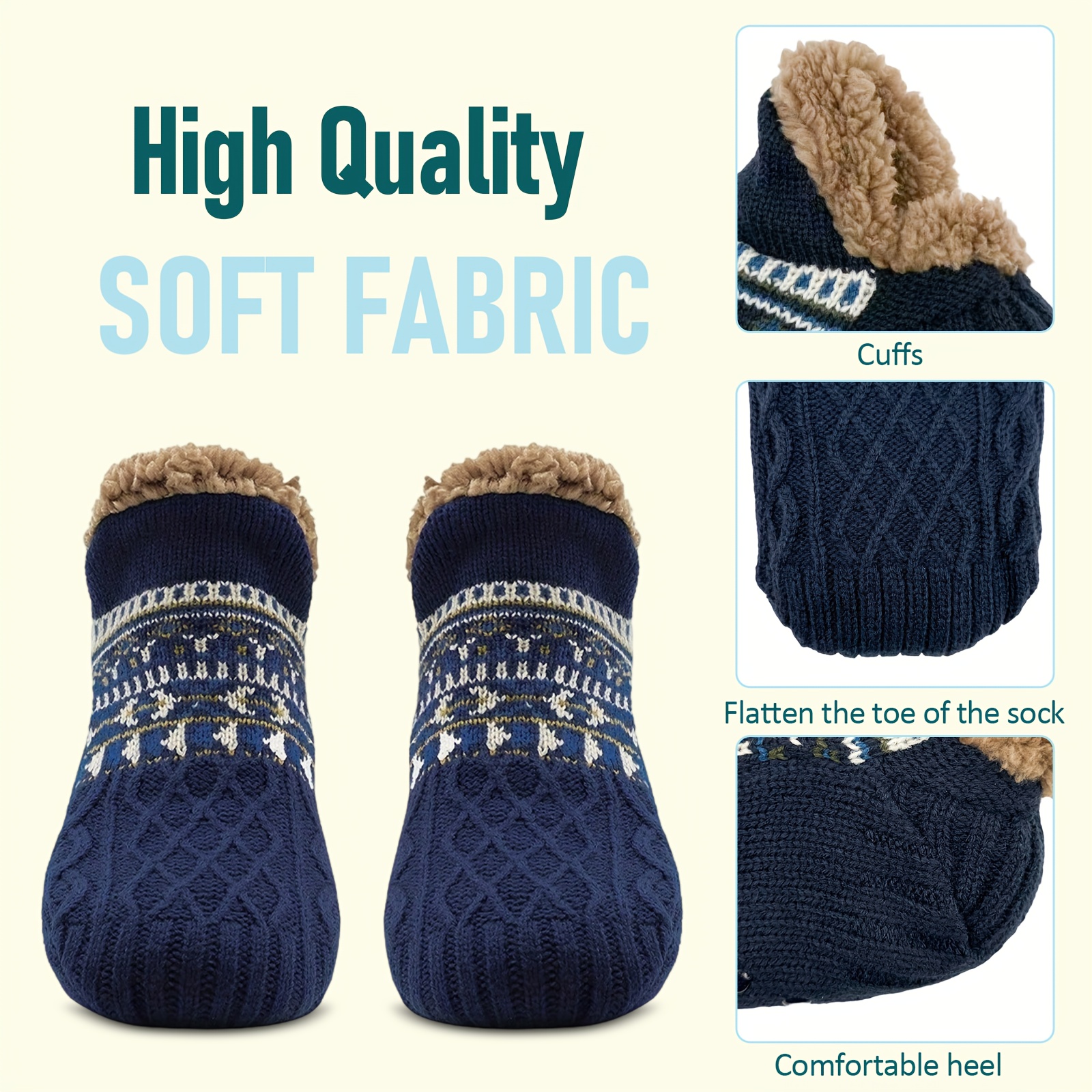 gezellige en zachte stadssokken voor heren, warme gebreide sokken, pluche sherpa bedpantoffels, een paar antislipsokken (een perfect kerstcadeau voor familie en ouders) om u en uw dierbaren deze winter warm te houden! 7