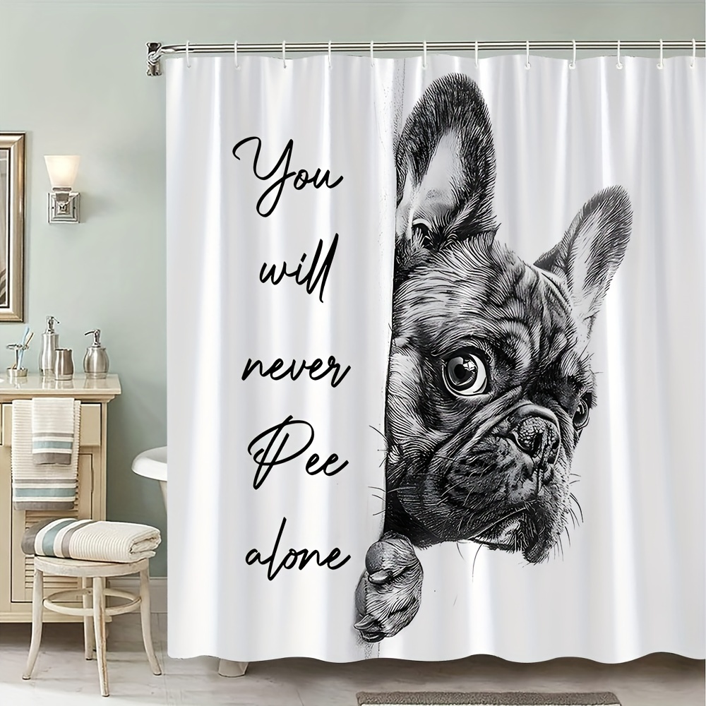 

1pc Dog Shower Curtain, Humorous Pet , Dog Bathroom Decoration Hanging Curtain, Curtain, Bathroom Decoration 12