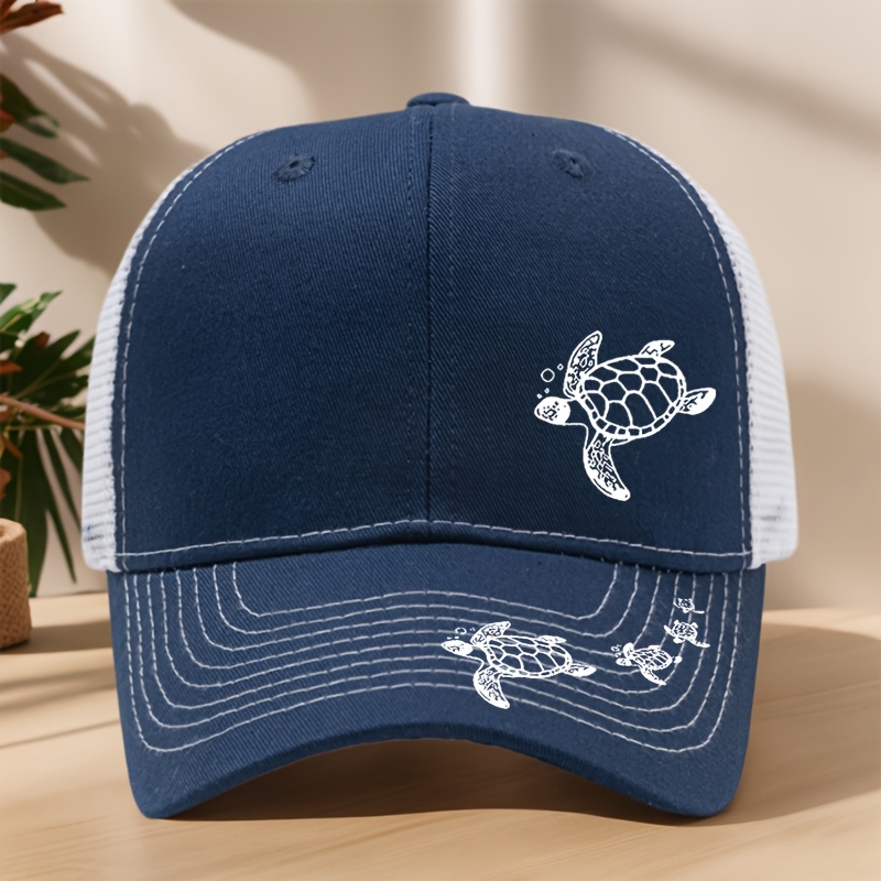 TEMU Personalized Turtle Print Baseball For Summer Outdoor Leisure Sports, Fishing Hat With High-quality Hard Top, Breathable Mesh, Sunshade, And