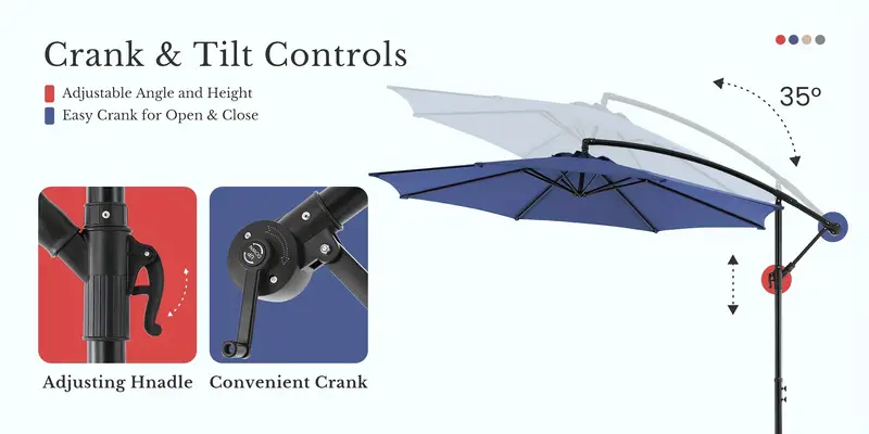 10ft outdoor patio umbrella with 8 ribs 73 2 sq ft shade adjustable angle ventilation details 1