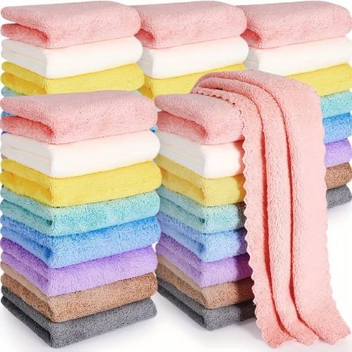 20pcs solid color washcloth household plain handkerchiefs small square towel soft absorbent towel for home bathroom bathroom supplies 8in