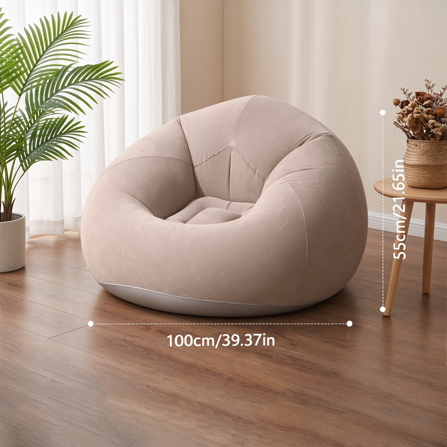 TEMU 1pc Large Size Lazy Air Sofa Chair, Foldable Portable Pvc Bean Bag Sofa, , Suitable For Indoor And Outdoor Seating