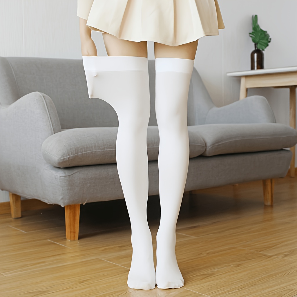TEMU 1 Pair Of Women's Fashionable, Versatile, Soft, And Comfortable Over-the-knee Thigh-high Stockings. Made Of Elastic Knitted Material That Won't