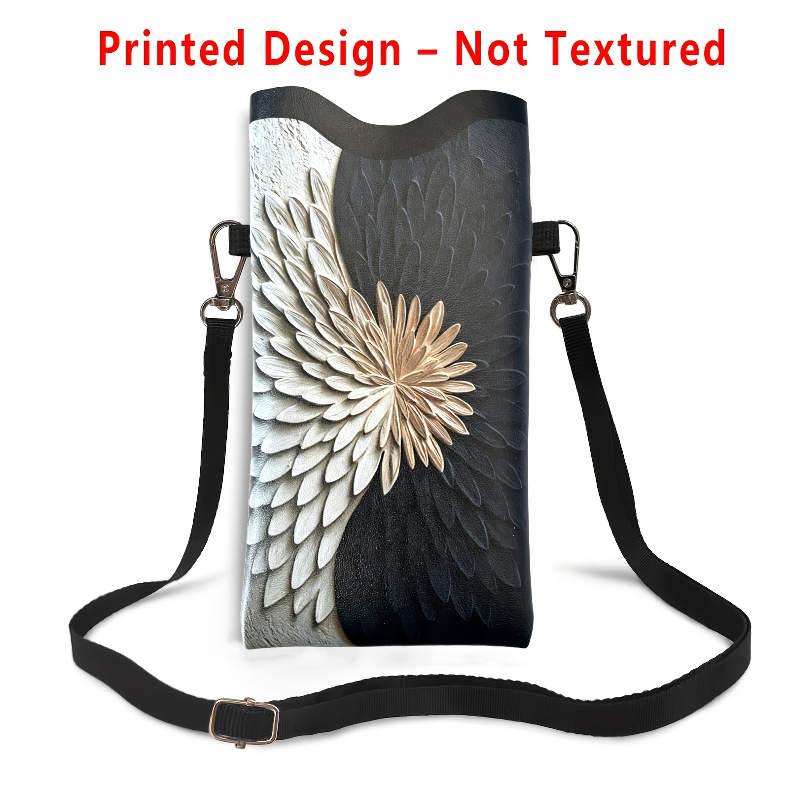 Image of Printed Design - Non-textured Women's Crossbody Bag, Abstract Feather-like 2d Flat Printing, Adjustable Strap For Shopping, Camping, Travel, And Daily Use, Fashionable Match, Gift