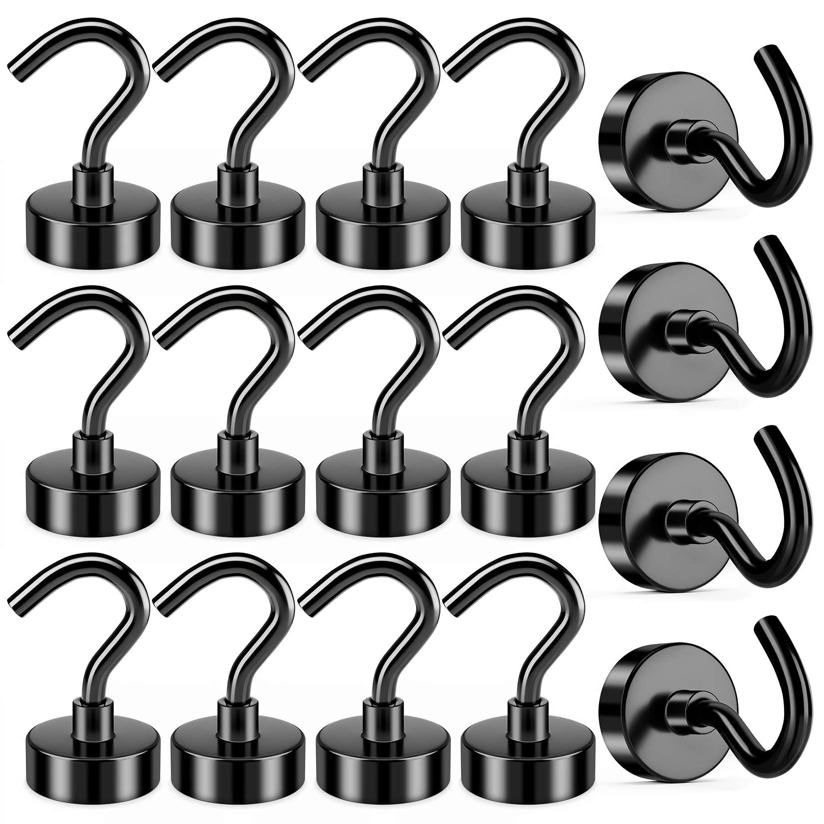 

Findmag 16-pack Neodymium Magnetic Hooks, Heavy Duty 28 Lbs Metal Hanging Hooks With Polished For Home, Kitchen, Office - Strong Magnet Hooks For