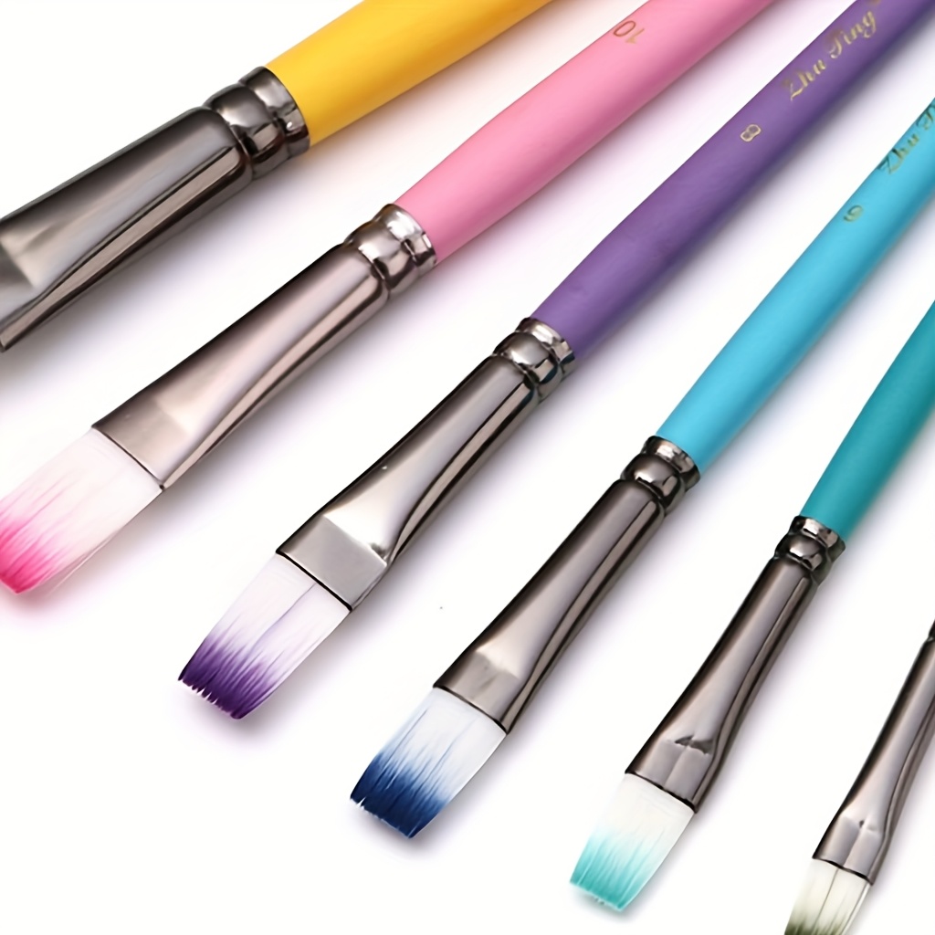 6pcs Macaroon Colour Paint Brush Set, Various Shapes & Sizes
