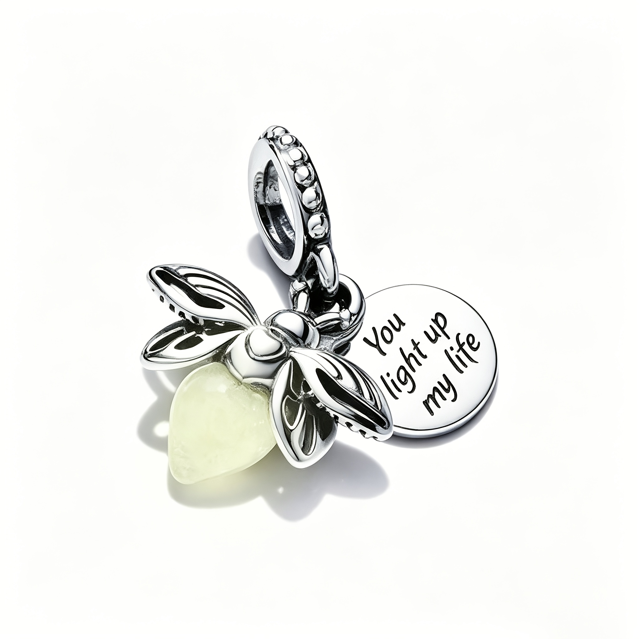 TEMU 1pc -the-dark Firefly Pendant Charm Bead For Original Snake Chain Silvery Bracelet Necklace Beading, Women's Gift