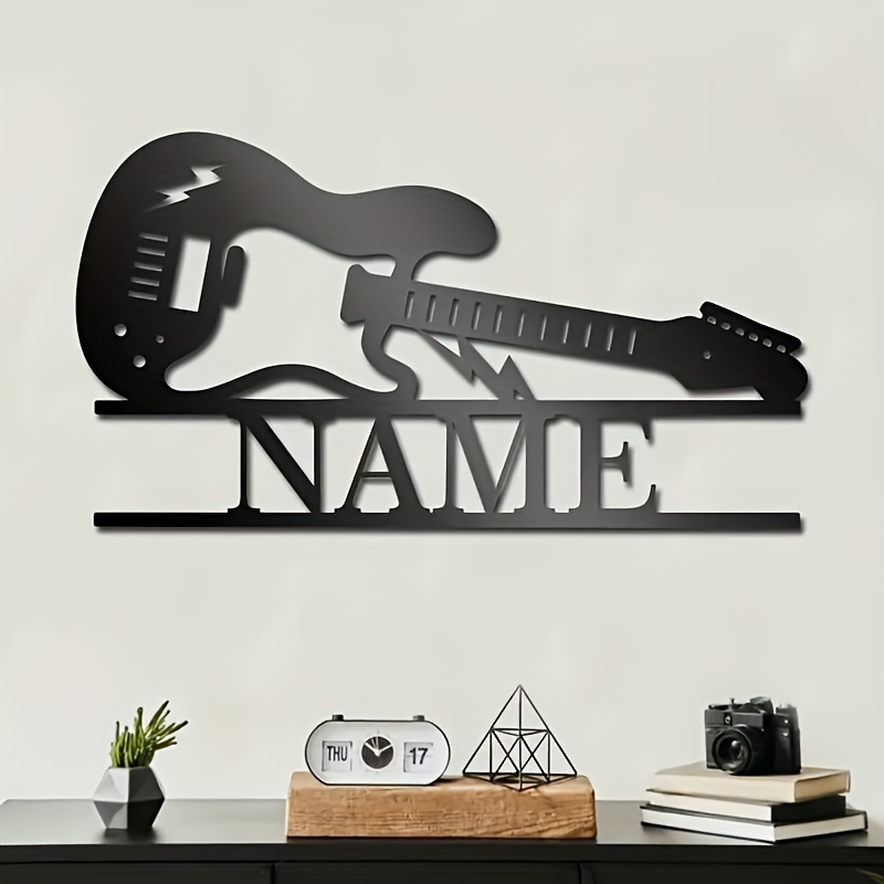 

Custom Guitar Silhouette Metal Sign - Personalize , Ideal For Music Lovers, -on Wall Decor, Matte For Home & Porch, Backing Adhesive, Door Decor