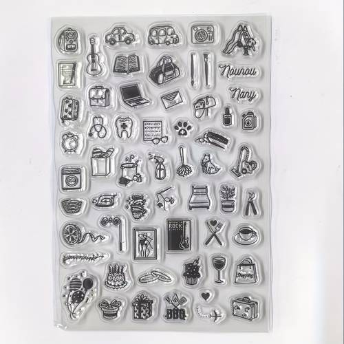 transparente stempel für planer und scrapbooks, niedliche kleine artikel