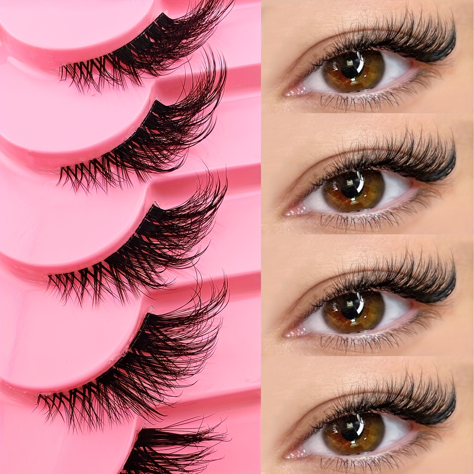 9 Pairs Pack, Clear Band, Half Lash, Eye Tail Extension, Cat Eye Lashes, Fluffy, Natural, , Soft, Comfortable, Versatile, Anime Lashes, Cosplay, Suitable For Occasions, Mink Half Lash