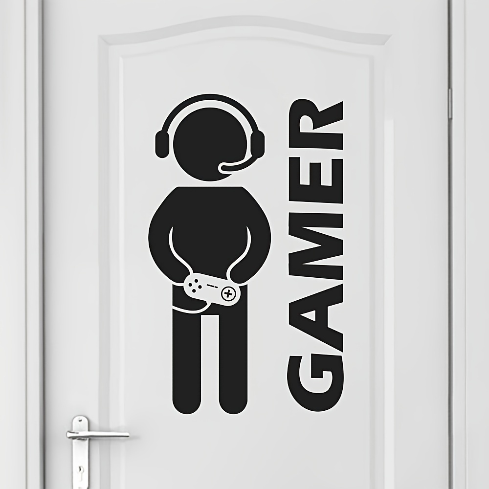 

1pc Contemporary Cartoon Gamer Vinyl Wall Sticker, Matte , Self-adhesive, Single Use, For Game Room Home Decor, Glass Surface Compatible, Rectangle Shape