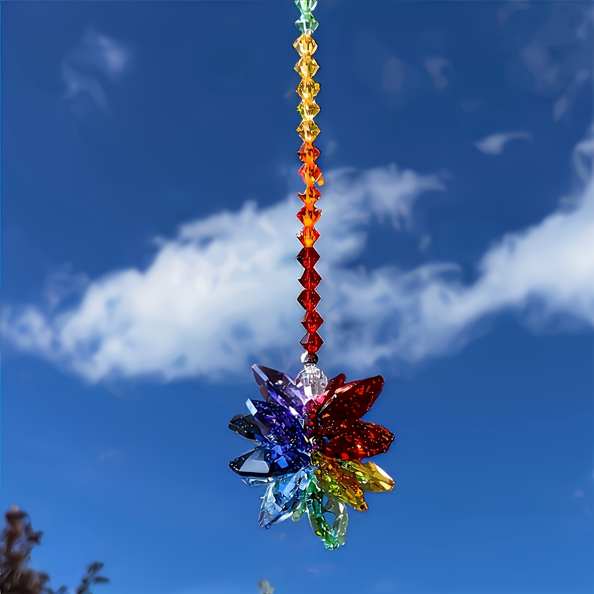 Image of 1pc Vibrant - Rainbow Prism Effect For Weddings, Cars, Home & Garden Decor - Perfect Christmas Gift For Her, Garden Ornament|vibrant Sun |reflective Beads