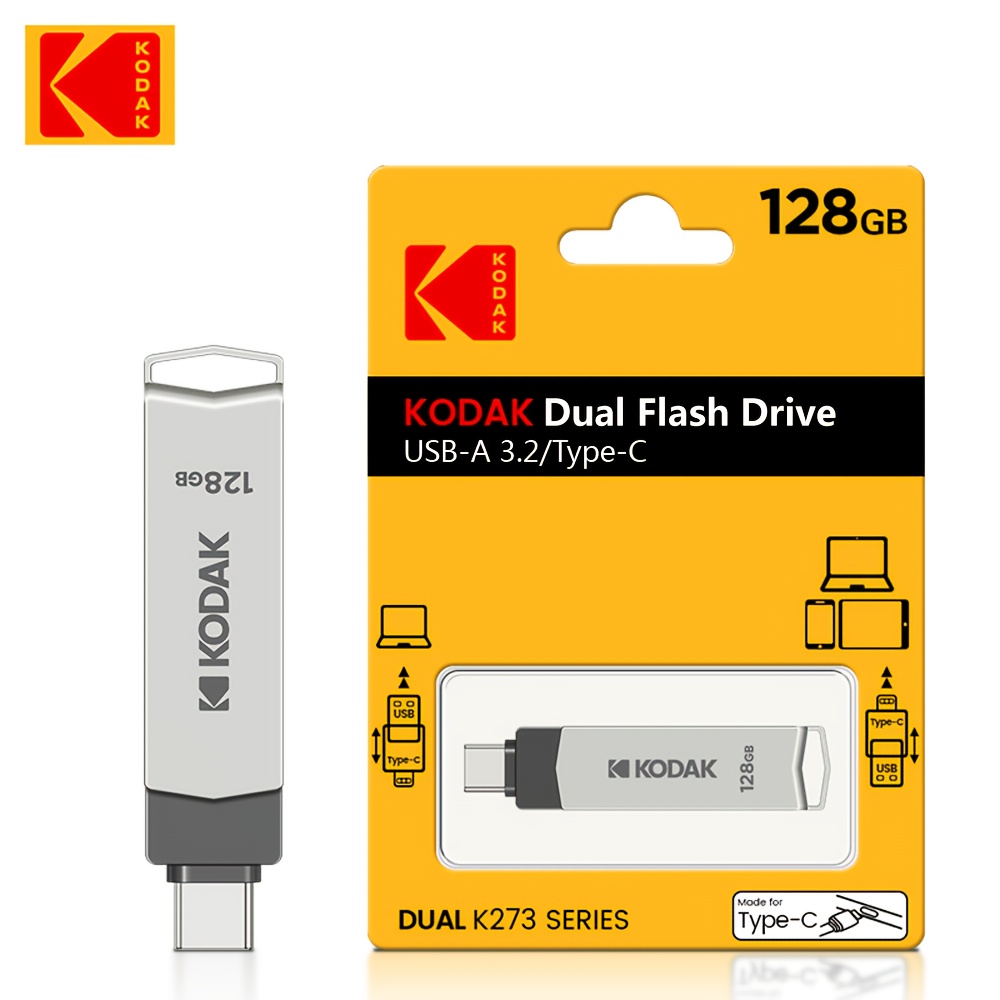 

Clé USB Kodak K273, Clé USB haute vitesse, USB 3.2, 128 Go 256 Go, Clé OTG en métal, % originale