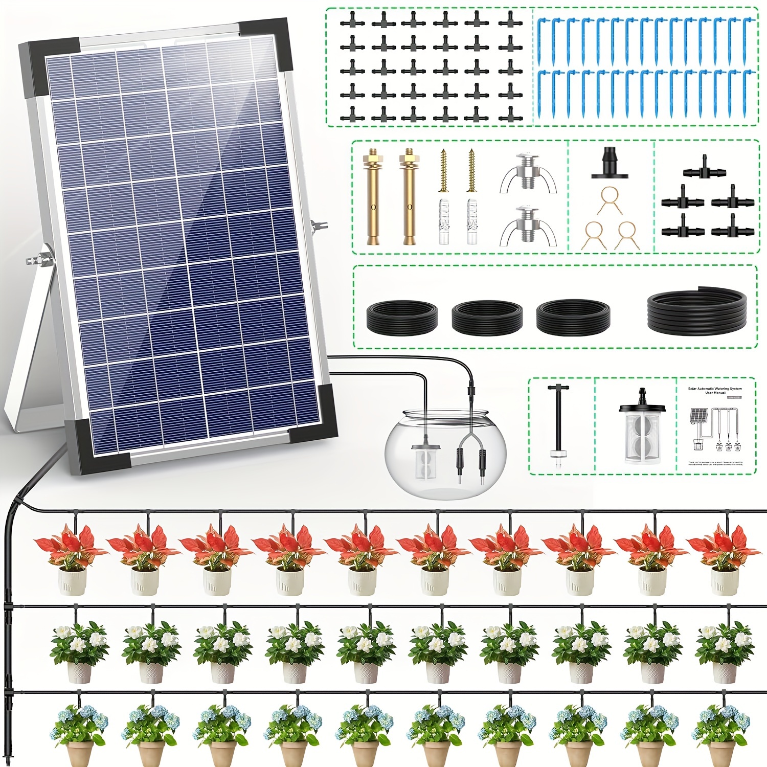 

System, 5w 2024 Newest Model With 30 Meter Hose, Supports 30 Potted Plants, Diy Drip Irrigation Kit For Automatic Watering Of Plants For Garden, Balcony, Greenhouse, Garden Watering System