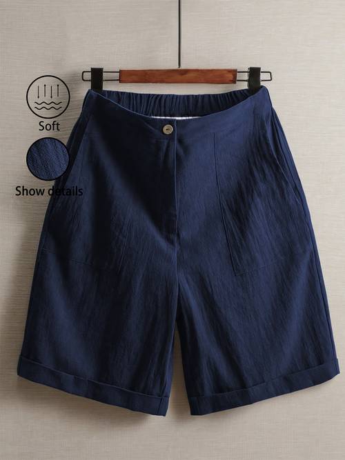 summer womens thin knee length pants wide leg casual straight leg high waist linen trousers fashionable casual pants outdoor sports pants