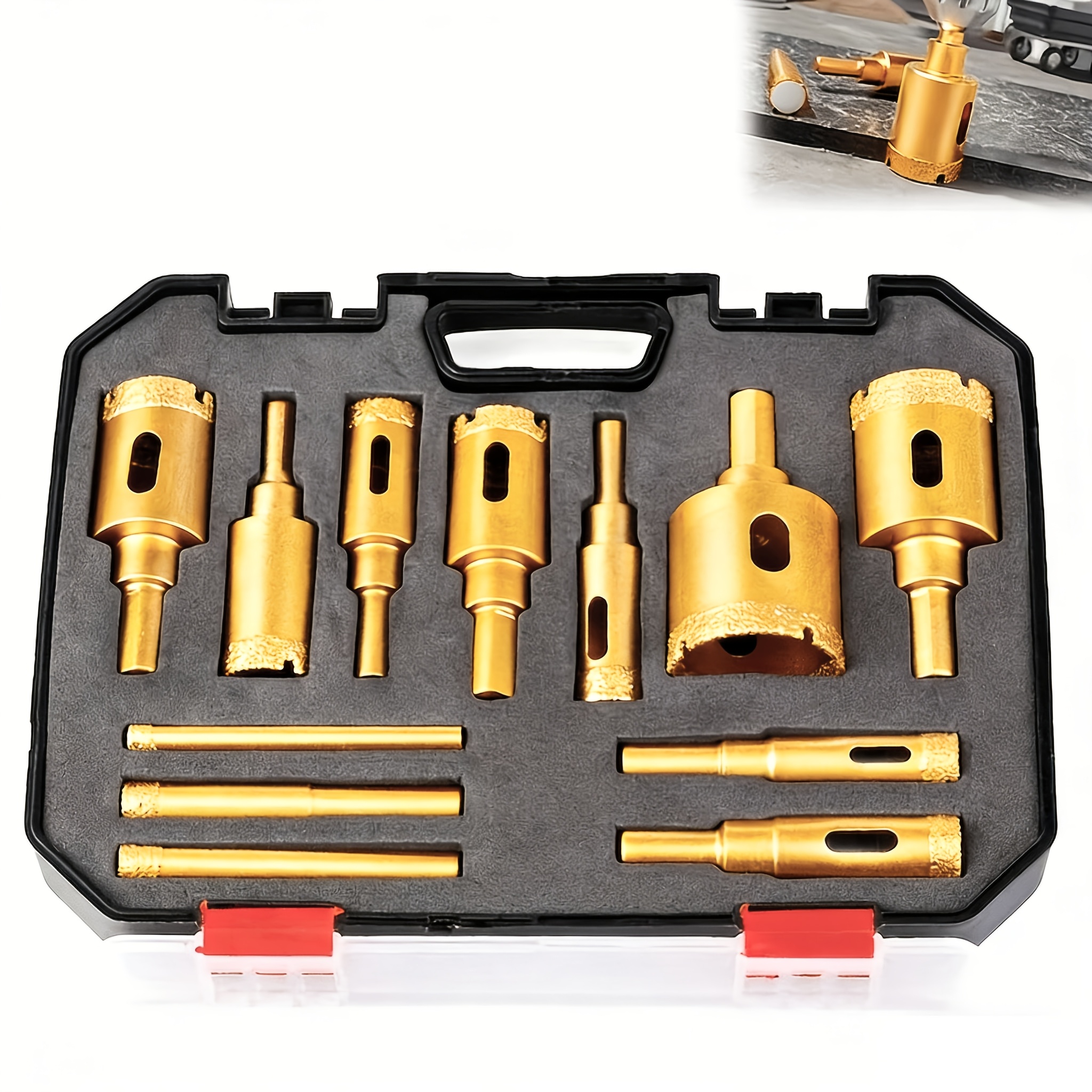 12pcs Diamond Drill Bit Set With Diamond-coated Tips | For Glass And Tiles - Set (6-) For Granite, Marble, And Ceramic