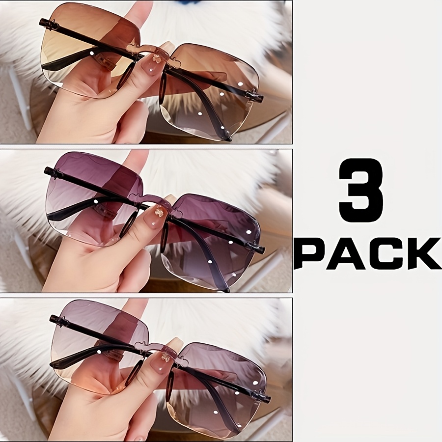 

3 Pairs Of Fashionable And Trendy Square Glasses, Suitable For Men And Women, Suitable For Wedding Parties, Street Photography, Street Shooting To Show A Look