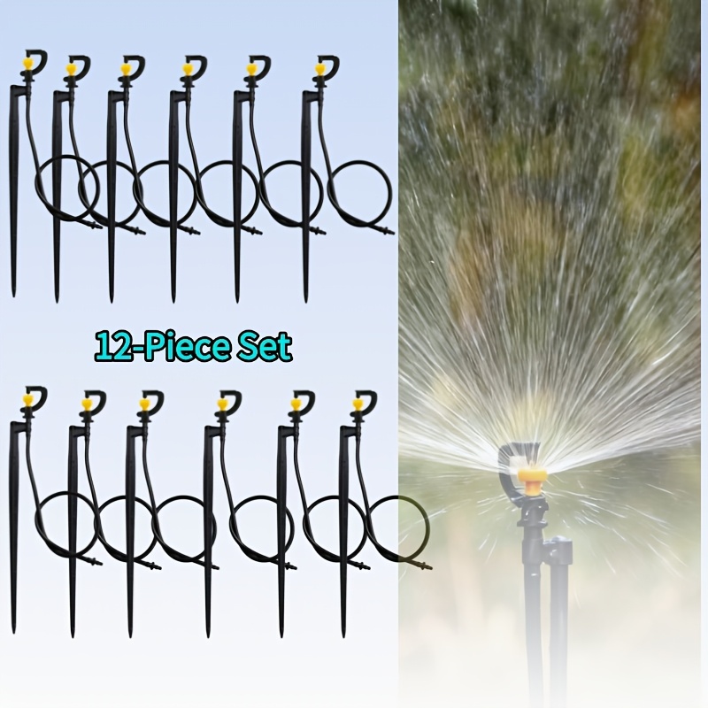 TEMU 360-degree Rotating Micro-sprinkler , Including Ground Plug, 50cm Hose, Nozzle, Pre-assembled Kit With Double Hooks, 7.5mm Inner Diameter, 1.8mm