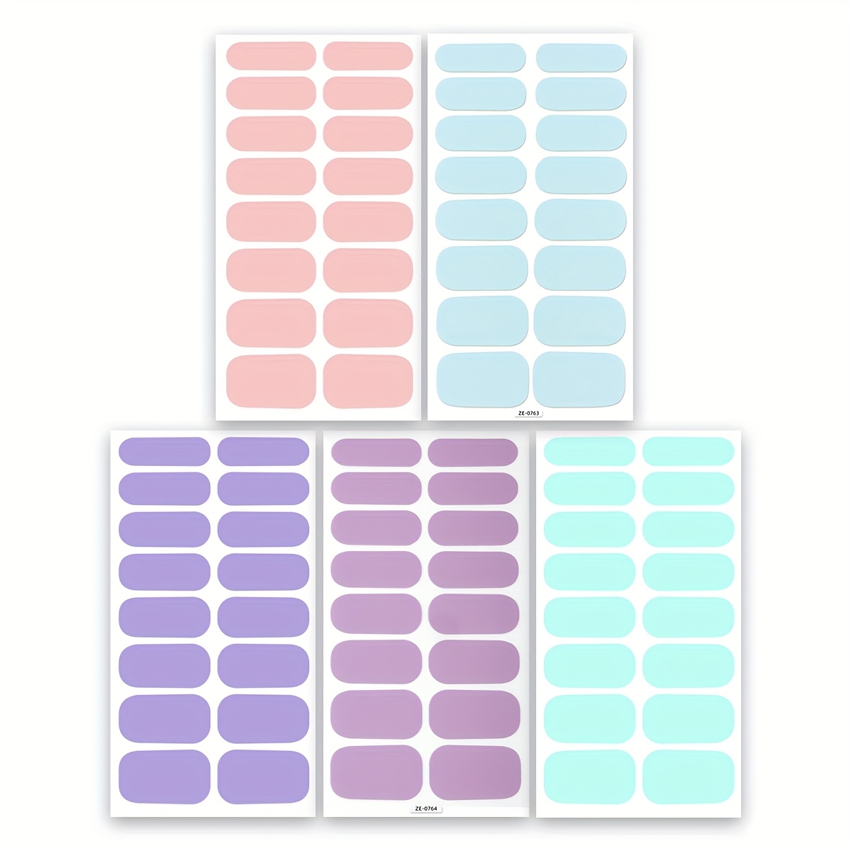 Image of 5 Sheets Full Nail , Spring And Summer Macaroon Solid Color Nail Art Sticker Set, Fresh And Light Colors, 1 Click To Create A Gentle Nail Surface, Suitable For Ladies And Nail Art Supplies