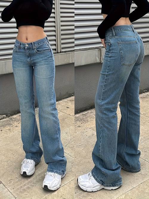 ins new arrival vintage blue versatile washed jeans