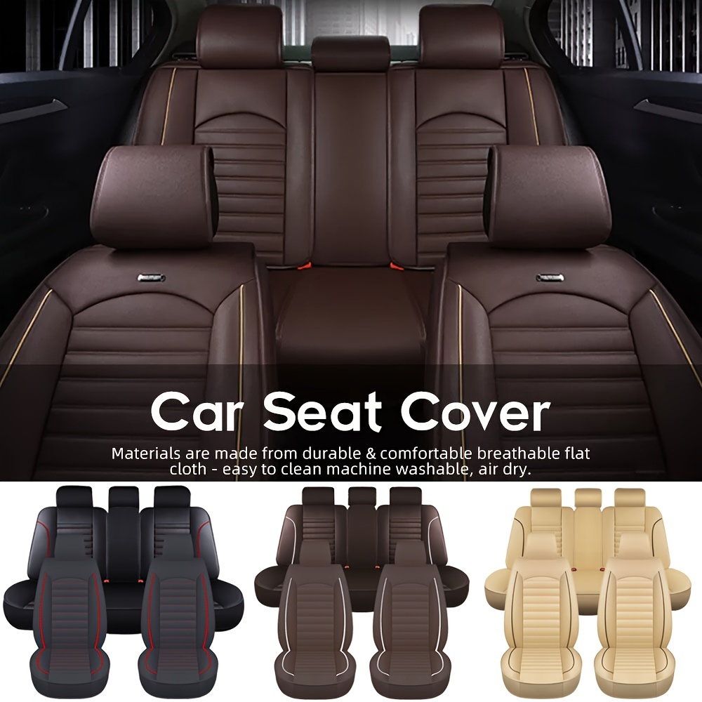 

5 Seat Full Set Car Seat Cover Cushion Protector Faux Leather Universal Fit For Most Cars, Trucks, Sedans And Suvs With Leatherette In Automotive Seat Cover Accessories