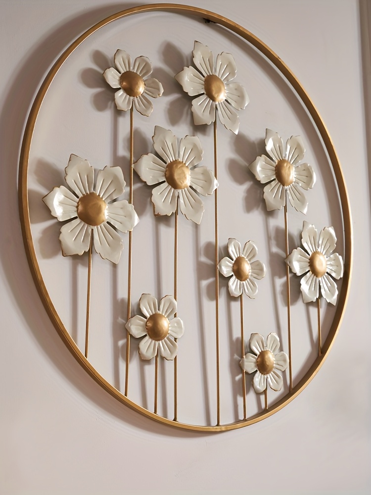 French-Style Floral Wall Sculpture - Elegant Iron Flower Wall Art Decor, Classic for, Wall-Mounted  for Decoration, Durable Metal Flower Sculpture for Modern or Traditional Spaces