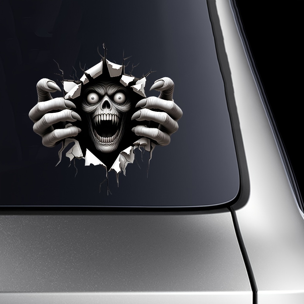 Spooky Vampire Car Decal - 3d Cracked Design, Double-sided Pvc Sticker ...