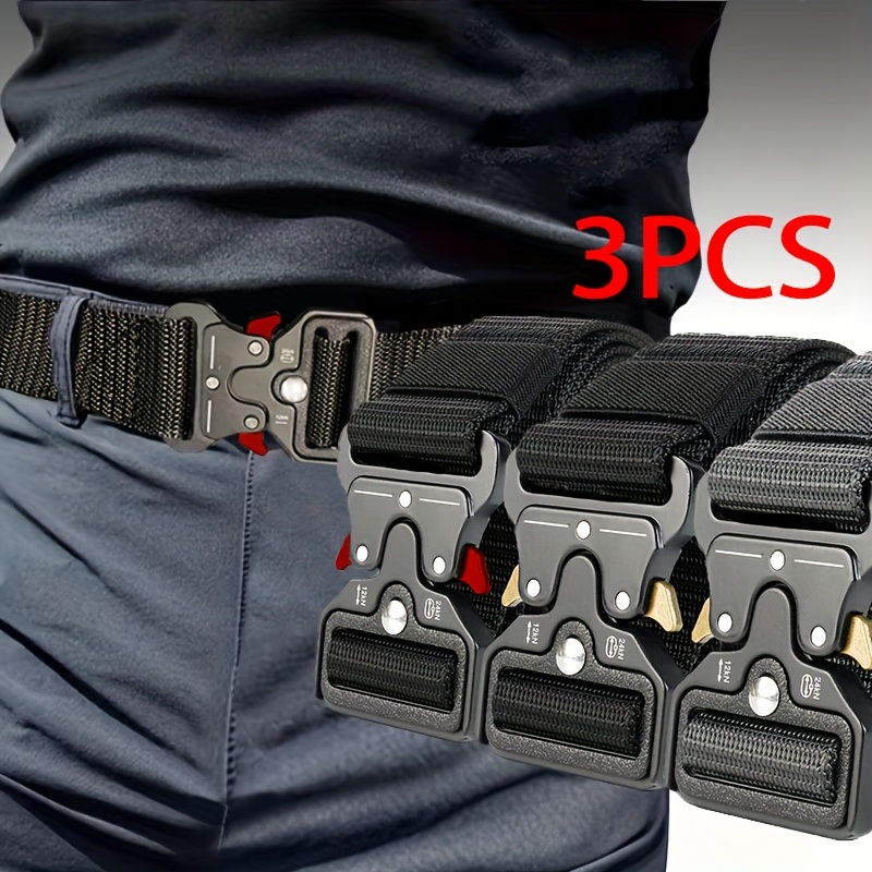 TEMU 3 Pack Men's Tactical Belts, Multifunctional Fashion Belts, Quick- Durable Belts.