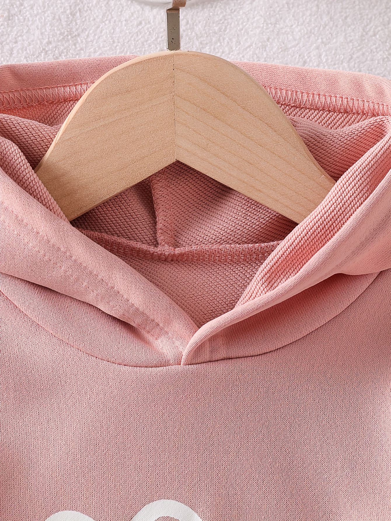 2pcs girls love set pink hooded sweatshirt with interlocking white hearts print light blue denim pants with   embroidery elastic waistband soft and     outdoor Product details 1