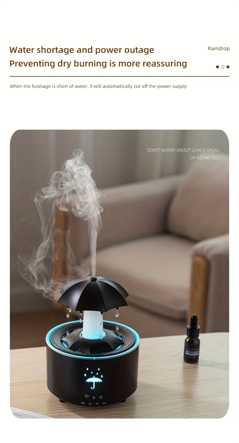 rotating water drop aromatherapy diffuser with essential oil timer auto shutoff 110v 220v us plug details 7