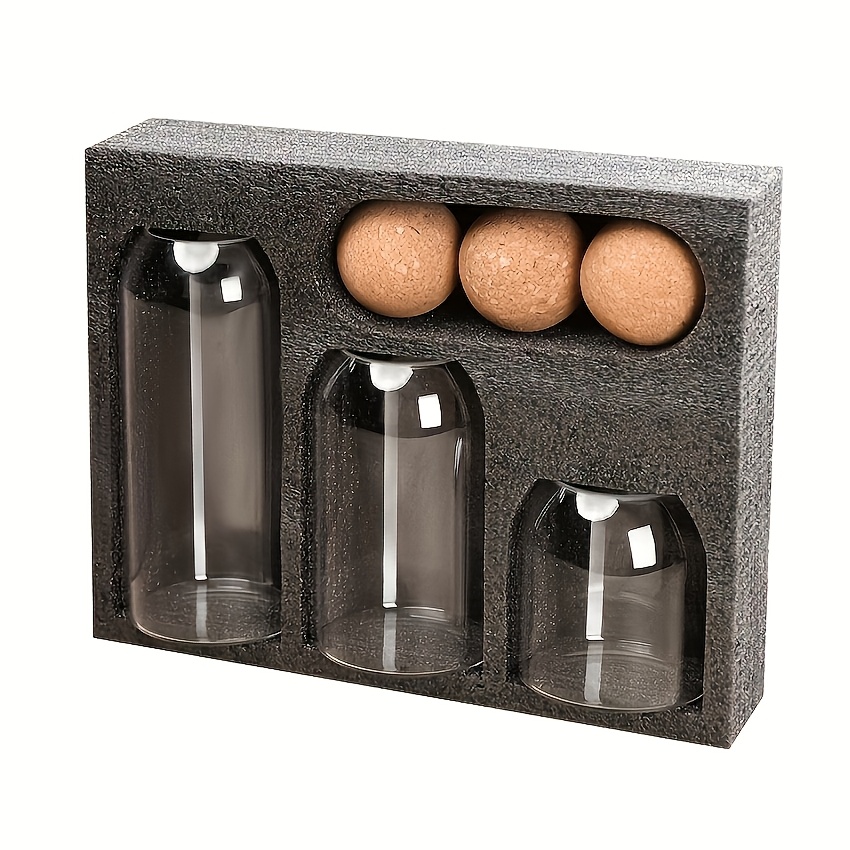 3pcs Glass Infuser Bar Beverage Tea Canisters Bins Canisters With Airtight Lids Pantry Organizers And Storage Dispensers Bottle High Borosilicate Heat-resistant Glass