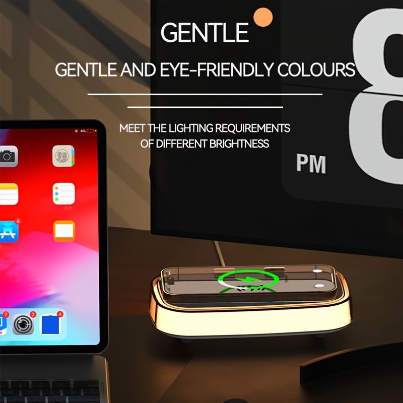A 15W Wireless Charger with Ambient Touch Dimming, a Multifunctional Fast Charging Station Suitable for Huawei And Apple Devices, Wireless Charging for Headphones, Desktop Lighting, Essential for Professionals in Offices And Bedrooms