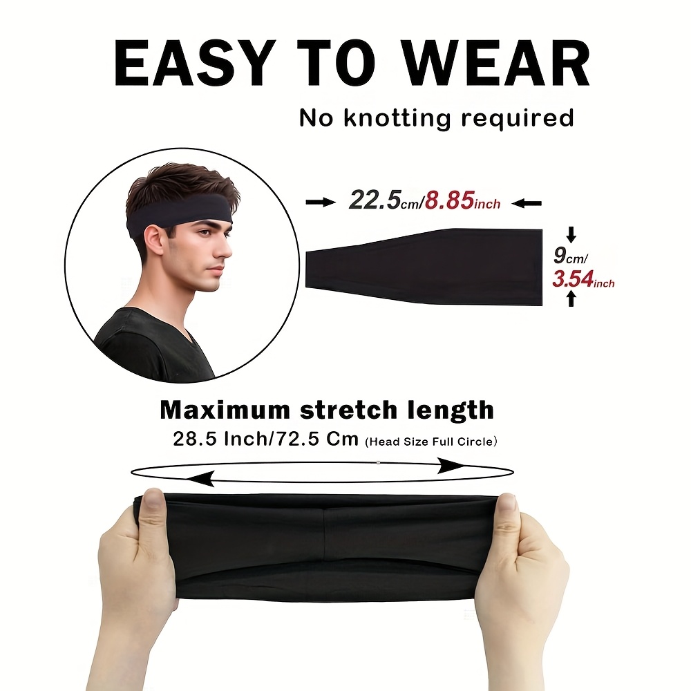 Men'S Running Headband, 5-Pack, Sports Sweatband for Running, Cycling, Basketball, Yoga, And Fitness Workouts, Stretchy Unisex Hairband