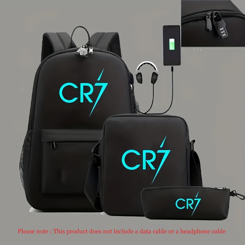 

3pcs Luminous Lightweight Casual Travel & School Bags Set - Large Capacity Casual Backpack + Simple Crossbody Bag + Pen Case