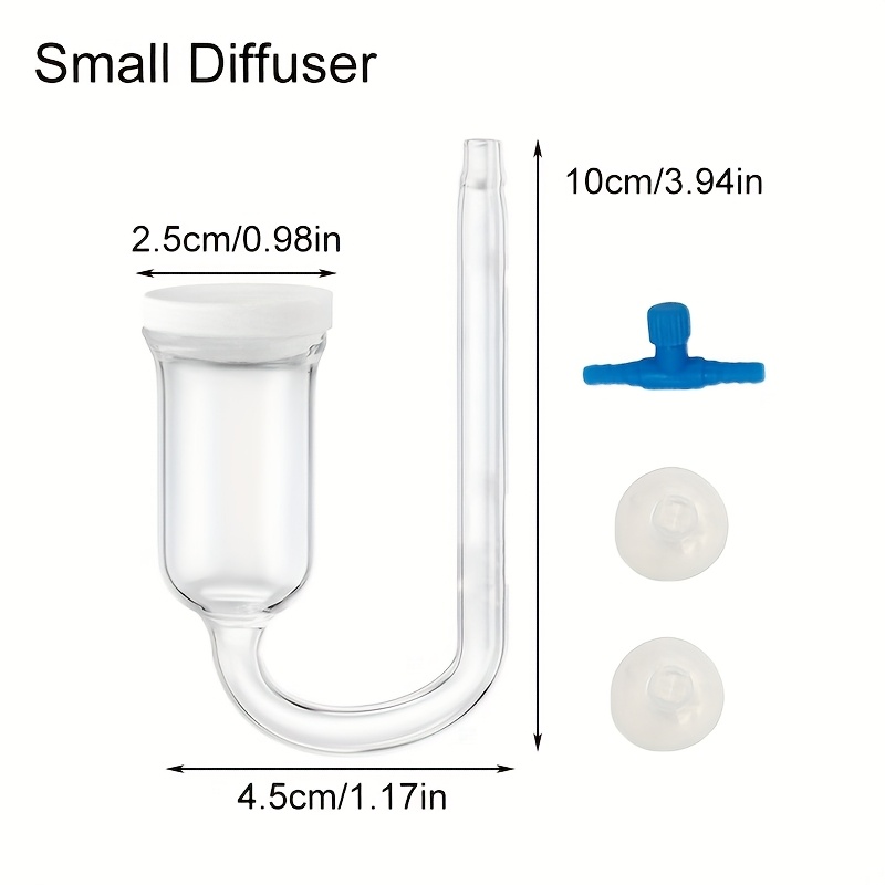 Image of Co2 Diffuser For Aquarium Bubble Reactor Co2 System Atomizer For Fish Tank Live Plants Water Grass Grow With Suction Cup, Without Battery