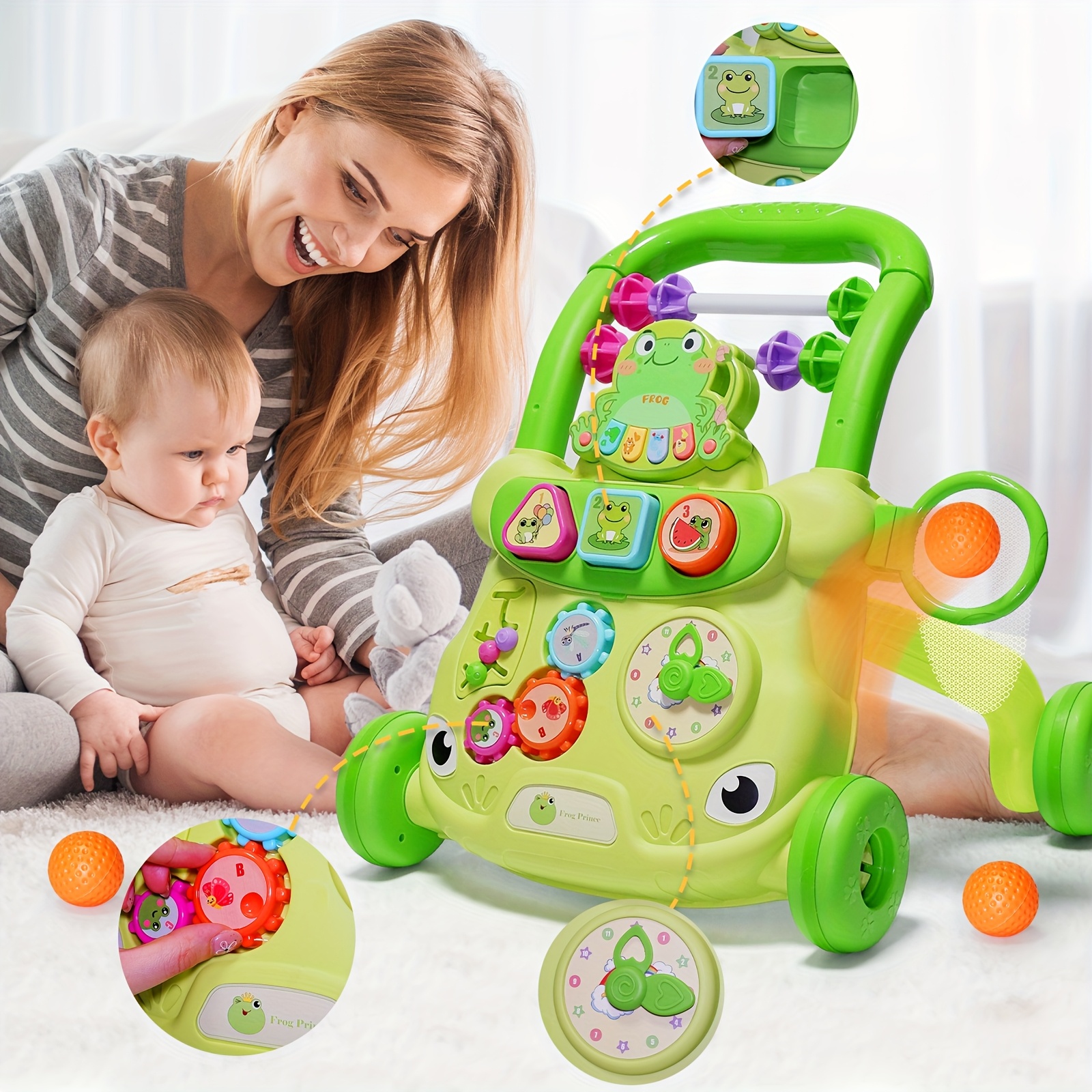 baby walker push toy with anti tip safety design detachable activity panel 360   multifunctional learning walker for 18m toddlers to   balance   8