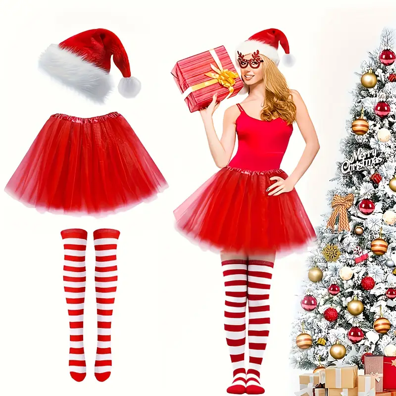 womens christmas tutu dress Women's Christmas With Built-in Briefs Xmas Holiday Tutu Dress Adult Show Mini