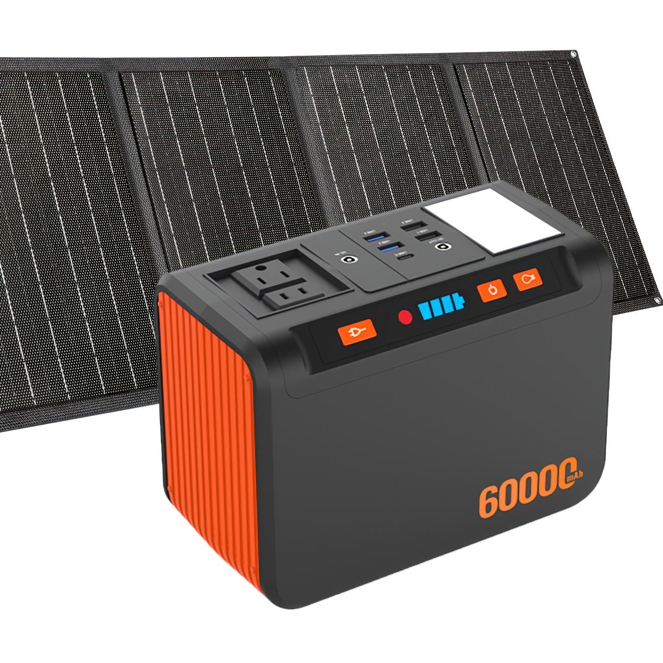 272 222 111 88wh portable power station with 40w solar panel compatible 72000mah lithium battery 2x 110v ac outlets usb   display led light over voltage over current over heat over temp over vibration protection lithium battery power bank for camping emergency backup rv outdoor home solar powered generator with usb c fast charging compact portable design portable power station with solar panel solar battery solar generator with panels included Product details 7