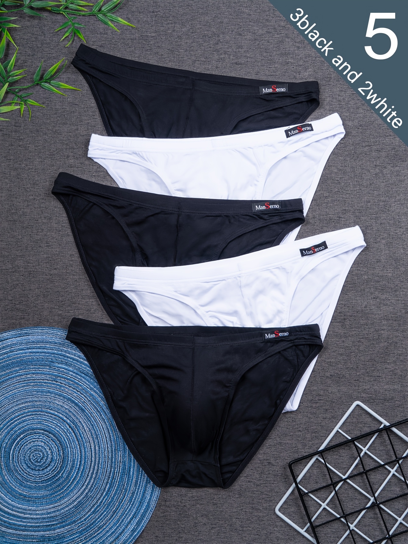 random 5pcs bamboo fiber   pants briefs breathable and comfortable suitable for   easy and fashionable for outdoor leisure tight fitting soft and elastic mens underwear