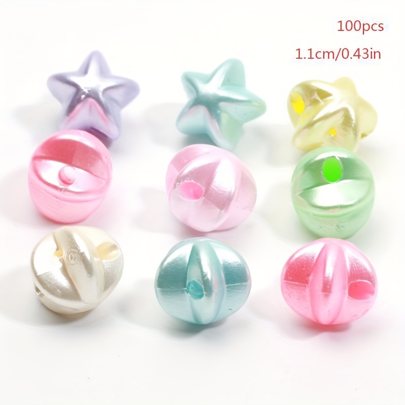 TEMU 100 Stück 11mm Stern-Acrylperlen mit Loch, für Halsketten, Armbänder, Schlüsselanhänger, Taschenschmuck Bastelarbeiten